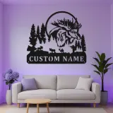 Cartel de metal de alce personalizado | Decoración mural LED de fauna | Decoración rústica para cabaña y lodge de caza