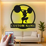 Insegna in metallo LED personalizzata per sollevatori di pesi, regalo decorativo per palestra domestica, insegna da palestra