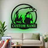 Arte de Metal LED de León Marino | Cartel de Decoración Costera Personalizado | Regalo de Casa de Playa de Vida Marina
