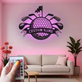 Cartel LED de golf personalizado | Decoración mural de metal personalizada para cueva del hombre | Regalo de golfista para él | Decoración para bar en casa