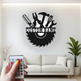 Panneau LED en métal pour menuisier personnalisé | Art mural d'atelier personnalisé | Cadeau pour menuisier | Décor de garage illuminé