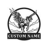 Décoration murale en métal LED Pégase | Enseigne de nom personnalisée pour nursery & chambre | Décor de cheval ailé mythique | Cadeau pour amateur de fantasy