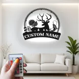 Insegna in metallo LED personalizzata per caccia e pesca, regalo per amanti dell'outdoor, decorazione per baita o man cave