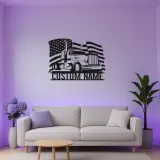 Panneau Trucker Personnalisé | Art Murale Métal Drapeau Américain LED | Cadeau Personnalisé pour Conducteur de Camion Semi | Décor Man Cave