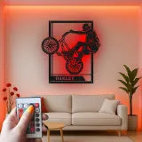 Custom BMX Rider Led Light Metal Wall Art Personalized Gift for Cyclists Garage or Bedroom Decor