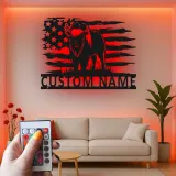 Insegna in metallo LED Bisonte Americano Personalizzata Regalo Patriottico Decorazione Rustica per Amanti della Fauna