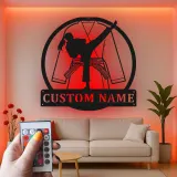 Personalisiertes LED-Metallschild für Kampfsportler – Geschenk für Karate-Enthusiasten, Dojo Wanddekoration