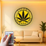Custom Cannabis Leaf Led Light Metal Wall Art Personalized Gift for Greenhouse Enthusiasts Home Decor