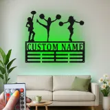 Insegna in metallo LED a silhouette di cheerleader personalizzata regalo per allenatore di cheer teen decorazione camera