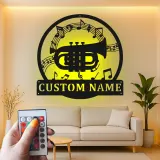 Insegna in metallo LED a forma di tromba personalizzata Regalo per musicisti Decorazione per stanze musicali per amanti della musica