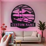 Custom Lighthouse Sign | LED Metal Wall Art | Coastal Beach House Decor | Personalized Nautical Gift