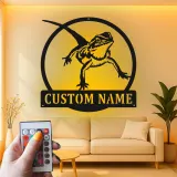 Personalisierte Bartagame LED Metall-Schild | Personalisierte Reptil-Silhouette Dekor | Beleuchtete Echsen-Wandkunst Geschenk