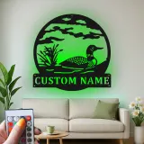 Custom Common Loon LED Metal Sign | Personalized Lake House Wall Art | Rustic Cabin Gift