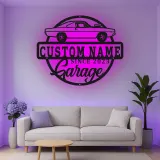 Cartel de metal LED de coche clásico personalizado, regalo de garaje para entusiastas de los coches, decoración de cueva de hombre