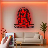 Cartel de metal LED personalizado de Cocker Spaniel - Regalo para amantes de los perros - Decoración para el salón