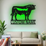 Cartel de metal LED personalizado de toro, regalo para ranchero, decoración de granja para amantes del ganado
