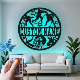 Decoración mural LED de hockey personalizada | Cartel de metal con nombre personalizado | Regalo para jugador de hockey | Decoración para habitación infantil y cueva masculina