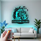 Custom Leopard Led Light Metal Wall Art Personalized Wildlife Gift Jungle Theme Decor for Living Room