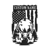 Décoration murale en métal personnalisée pour chasseurs de cerfs avec rétroéclairage LED - Cadeau personnalisé pour chasseurs - Décor de cabane rustique