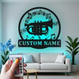 Insegna in metallo LED a forma di tromba personalizzata Regalo per musicisti Decorazione per stanze musicali per amanti della musica