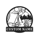 Custom Camping Scene Led Light Metal Wall Art Personalized Outdoor Enthusiast Gift Cabin or RV Decor 3