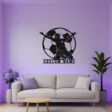 Panneau LED Personnalisé Joueur de Football | Décoration Murale en Métal Personnalisée | Décor de Salle de Jeux pour Athlète | Cadeau Fan de Football