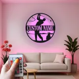 Personalized Golfer Metal Sign | LED Lighted Golf Wall Art | Custom Name Decor for Man Cave & Office Gift
