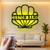 Personalisierte Muschel-Metallschild mit LED | Personalisierte maritime Wandkunst | Dekoration für Strandhäuser & Küstengeschäfte