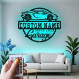 Personalized Supercar Metal Sign | Custom LED Garage Wall Art | Car Enthusiast Gift | Modern Man Cave Decor