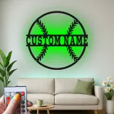Custom Baseball Led Light Metal Wall Art Personalized Sports Fan Gift Game Room Decor