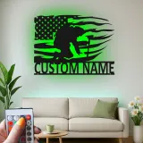 Insegna per Vigile del Fuoco Personalizzata | Arte Murale in Metallo LED Personalizzata | Regalo Patriottico per Decorazione Man Cave