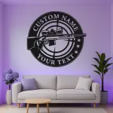 Sniper Rifle LED Metal Wall Art | Personalized Gun Sign for Man Cave | Custom Shooter Gift with RGB Lights