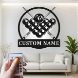 Insegna in metallo personalizzata con luce LED per tavolo da biliardo regalo personalizzato per decorazione per appassionati di biliardo