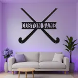 Enseigne hockey sur gazon personnalisée | Décoration murale LED en métal avec prénom | Cadeau pour athlète et déco de chambre ado