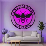 Insegna in metallo LED personalizzata con ape - Regalo per giardinieri, decorazione per patio all'aperto