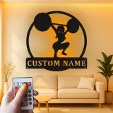 Insegna in metallo LED personalizzata per sollevatori di pesi, regalo decorativo per palestra domestica, insegna da palestra
