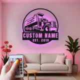Personalisierte LED-Metall-Wandkunst mit Muldenkipper – Geschenk für Lkw-Fans, Garage oder Männerhöhle 1