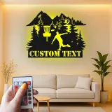 Cartel de metal personalizado con jugador de golf de disco, regalo iluminado LED