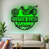 Custom Chopper Motorcycle LED Sign | Personalized Metal Garage Decor | Lighted Biker Wall Art | Unique Father's Day Gift