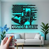 Panneau Métallique Routeur | Art Murale LED Personnalisée pour Contractant | Cadeau pour Opérateur de Machinerie Lourde | Décoration de Construction Personnalisée