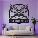 Panneau en métal de chasse à l'élan | Décoration murale personnalisée avec rétroéclairage | Cadeau personnalisé pour chasseur | Décor de chalet et de lodge
