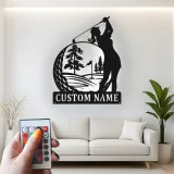 Personalized Golfer LED Sign | Custom Metal Wall Art for Her | Clubhouse & Home Bar Decor | Golf Gift