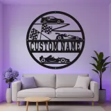 Panneau Métal de Voiture de Course Personnalisé | Art Murale LED avec Nom pour Garage | Décor de Formule 1 & Voiture de Sport | Cadeau pour Pilote