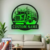 Custom Logging Truck Metal Sign | Personalized LED Wall Art for Truckers | Rustic Cabin & Garage Decor | Gift for Loggers