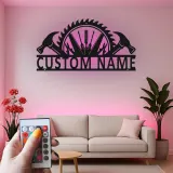 Décoration murale en métal personnalisée avec rétroéclairage LED en forme de lame de scie - Cadeau pour bricoleur, décoration de garage et d'atelier