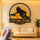 Custom DJ Turntable Led Light Metal Wall Art Music Lover Gift Studio or Game Room Decor