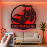 Panneau Métallique Routeur Personnalisé | Art Murale de Véhicule de Construction LED | Décoration de Machinerie Lourde | Cadeau pour Ouvrier de Construction