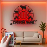 Insegna in metallo LED personalizzata per BBQ - Regalo per maestri della griglia e decorazione per patio