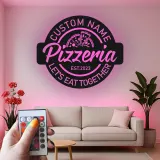 Personalized Pizzeria Sign | Custom 3D Metal Wall Art | Retro Restaurant & Kitchen Decor | Backlit LED Logo for Business