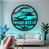 Décoration murale en métal LED personnalisée pour nageurs - Cadeau pour nageurs, décoration de salle de sport ou de piscine